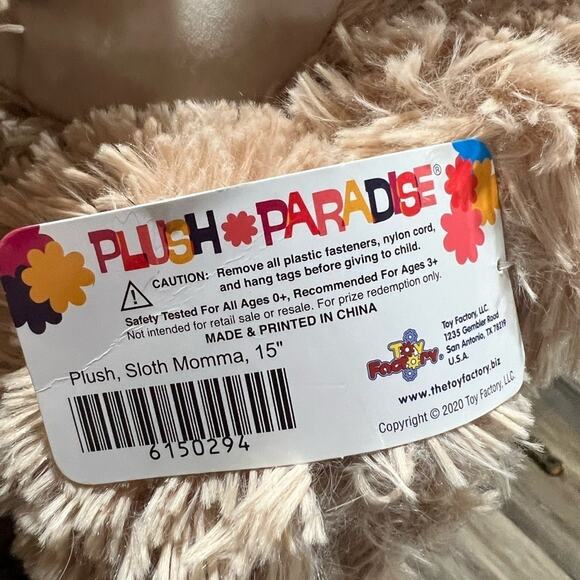 Plush Toy Factory 15" Sloth Momma and Baby Stuffed Soft Huggable Blue Eyes NWT - Picture 10 of 12